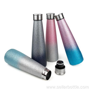 500ml Stainless Glitter Printing Cone Vacuum Water Bottle